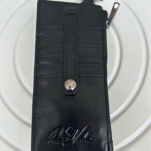 Patricia Nash black leather cardholder or wristlet.